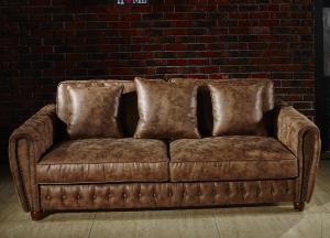 Small Size Compact 2 Seater Leather Sofa Multi Buttons With Moveable Cushion