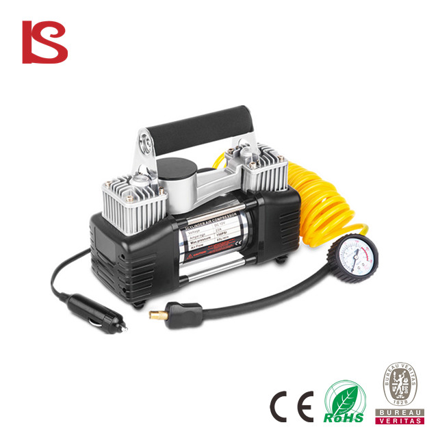 China Portable Heavy Duty DC 12V Double Cylinder Air Compressor Pump Electric Car Tire Inflator BS-8001 on sale