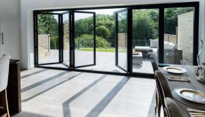 Cheap Balcony Ultra Slim Aluminium Bifold Doors Insulating Glass With Light Rail wholesale