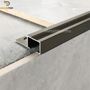 China Anti Slip Box Shape Metal Step Edge Protector Matt Bronze Stair Nosing Tile Trim on sale