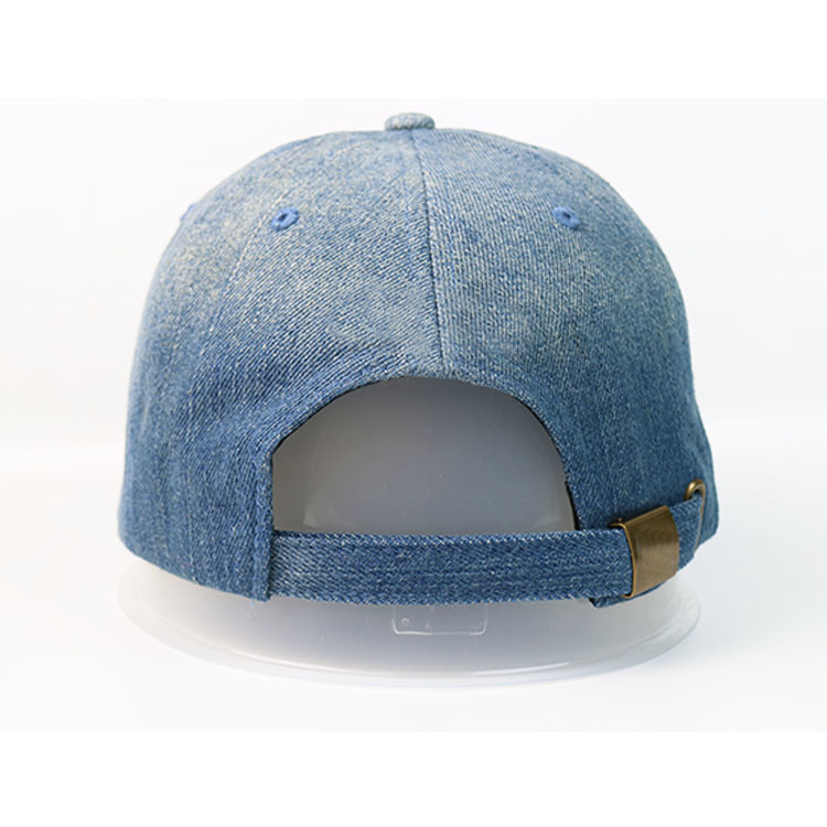 Cheap ACE Wash blue denim Customized curve brim silk printed logo baseball Hats Caps wholesale