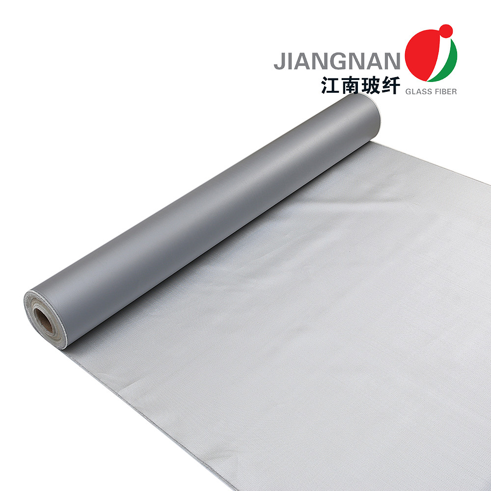 China 0.6 / 0.8mm Silicone Coated Fabric For Fire Curtain System Fire Retardant Curtain Fabric on sale