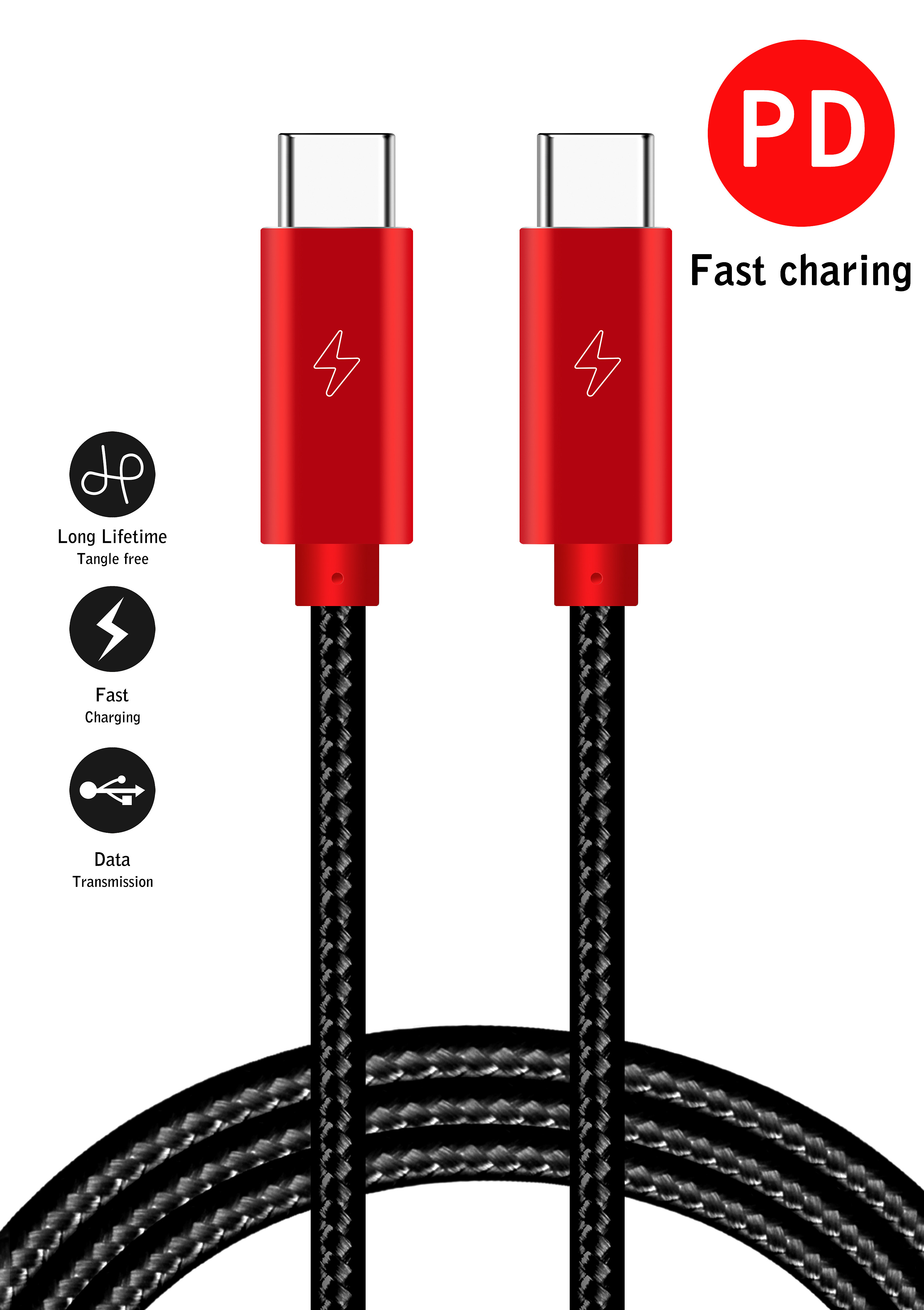 China Data Sync Head Nylon Braided Usb C Quick Charge Cable for sale