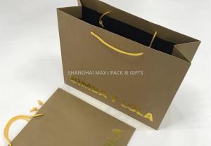 Cheap Company Logo Personalized Brown Gift Bags For Business Gold Hot-Stap Foil Logo Included wholesale