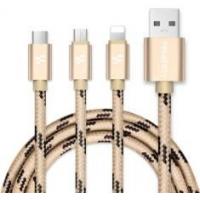 China Apple Noodles 3 In 1 Lightning USB Cable 1M Length Nylon Braided Outer Material for sale