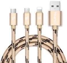 Apple Noodles 3 In 1 Lightning USB Cable 1M Length Nylon Braided Outer Material for sale