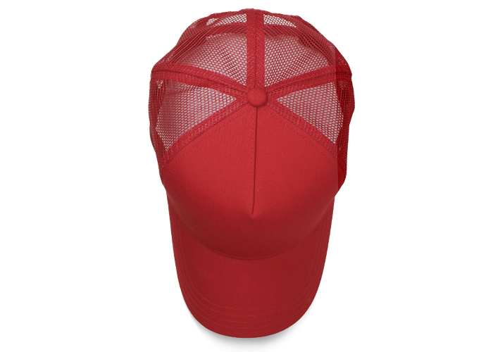 5 panels Trucker Cap Red Customizable With Adjustable For Unisex