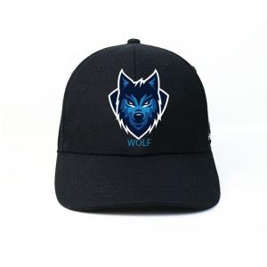 Cheap 100% Cotton Customized Design Black rubber wolf Logo 6 Panel Baseball Caps Hats wholesale