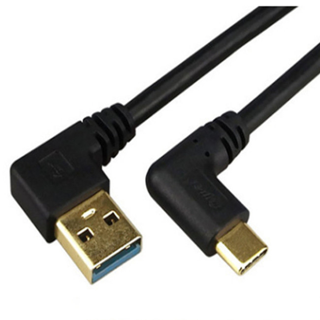 3A USB 3.1 Data Cable ODM 0.2m Double 90 Degree Elbow for sale