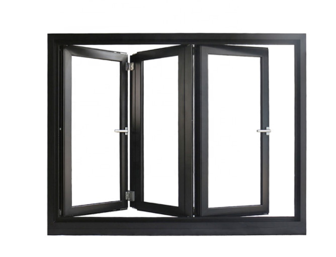 Cheap SandBlasted Aluminum Folding Windows , Toughened Glazed Bifold Glass Windows wholesale