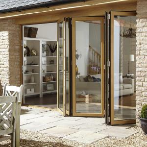 Cheap Double Glass Soundproof Folding Door Exterior Accordion French Doors wholesale