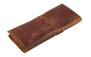 China Vintage Leather Roll Make up Pencil Case for personalized on sale