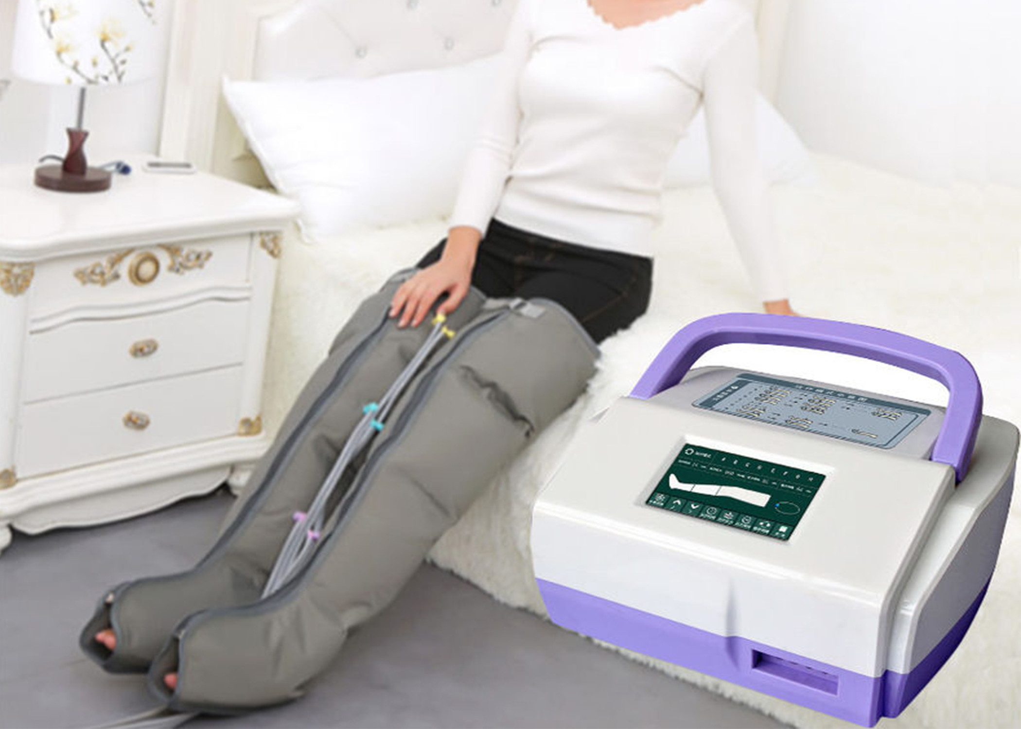 Cheap Sequential Inflatable Leg Massager , Blood Circulation Long Boot Air Massager wholesale