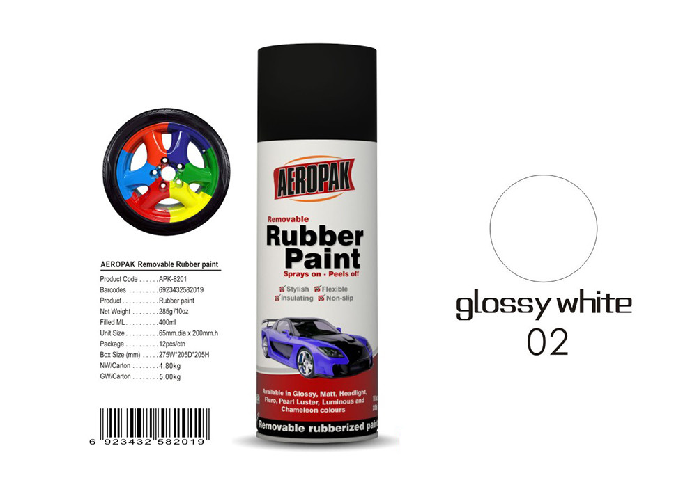 Cheap Glossy White Color Removable Rubber Spray Paint For Metal / Plastic APK-8201-2 wholesale