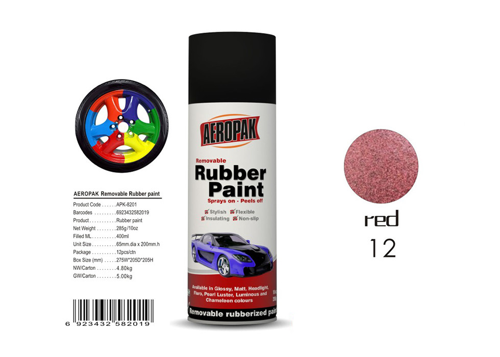 Cheap 12pcs / Ctn Removable Rubber Spray Paint 0.4L Pearl Luster Red Color APK-8201-12 wholesale