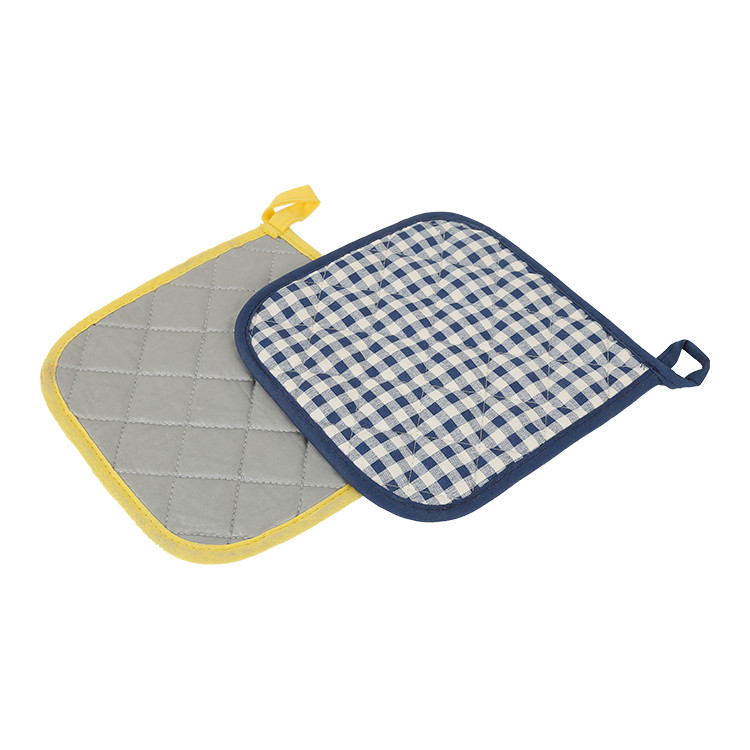 Cheap Small Grid Silver Coating Cotton Cloth Hot Pad Holders For Kicthen Cooking wholesale