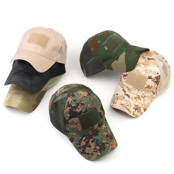 Quality Tactical Embroidery Patch Trucker Cap Operator with USA Flag Camouflage Hoop Loop Closure Mesh Baseball Cap for sale