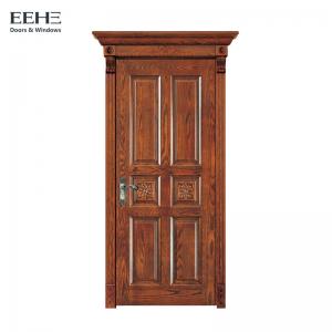 Cheap Eco Varnish Solid Wood Bedroom Doors / 100% 6 Panel Wood Interior Doors wholesale