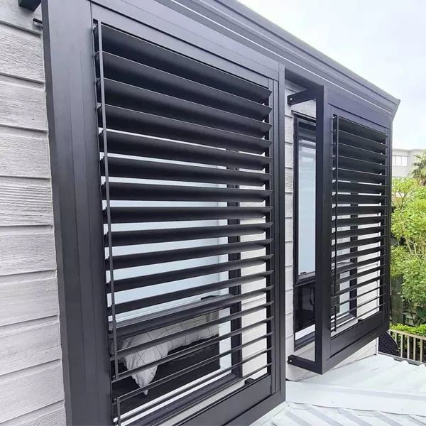 Cheap 1.2mm Grey Color Outdoor Custom Window Louvers Toughened Terrace European Style wholesale