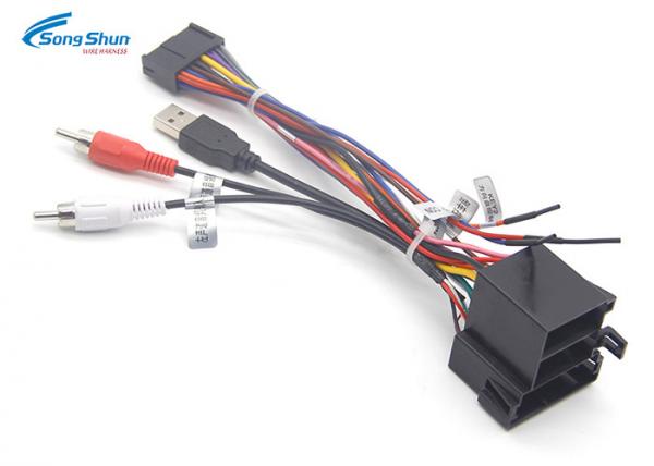 Quality Car Stereo Radio Automotive Wiring Harness Plug Cable RCA USB2.0 Plug Connector 1 for sale