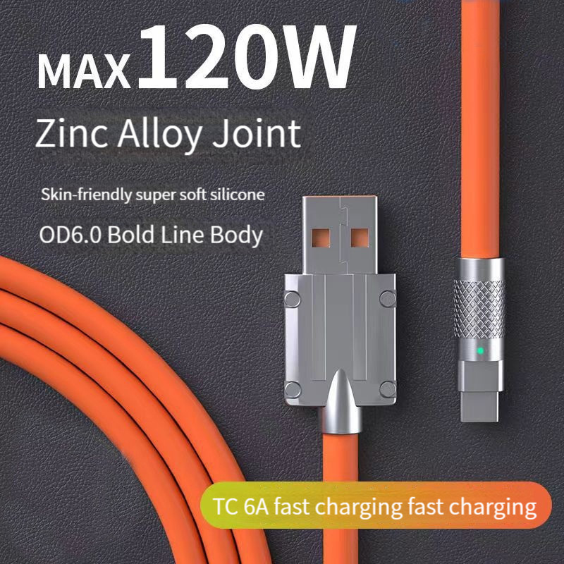 Fast Type USB C Data Cable 120W 6A Liquid Silicone Super Charge for sale