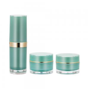 Cheap Empty Cosmetic Round Plastic Acrylic Packaging Container Cream Jar Lotion Bottle Set wholesale