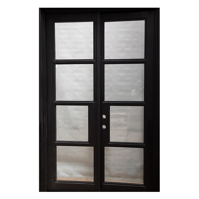 Cheap ODM Patio Black Aluminium Frame Glass Door With Grids One Side Fixed Or Swing wholesale
