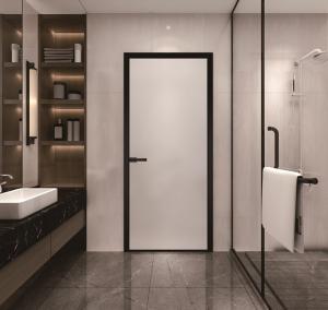 Cheap Custom Narrow Frame Toilet Door With Frosted Glass Removable Aluminum Door wholesale