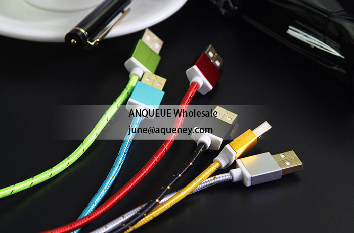 NEW HOT Factory directly  nylon braided 1.5M USB data sync charger cable, charge line for sale