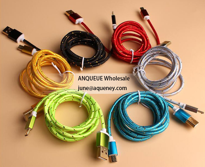 1.5M V8 Nylon Braided Fabric Micro USB Cable Charger Data Sync USB Cable for Samsung Galaxy Android for sale