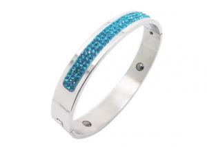 Buy cheap Turquoise Crystal Pastel Color Enameled Mens Stainless Steel Magnetic Bracelets from wholesalers