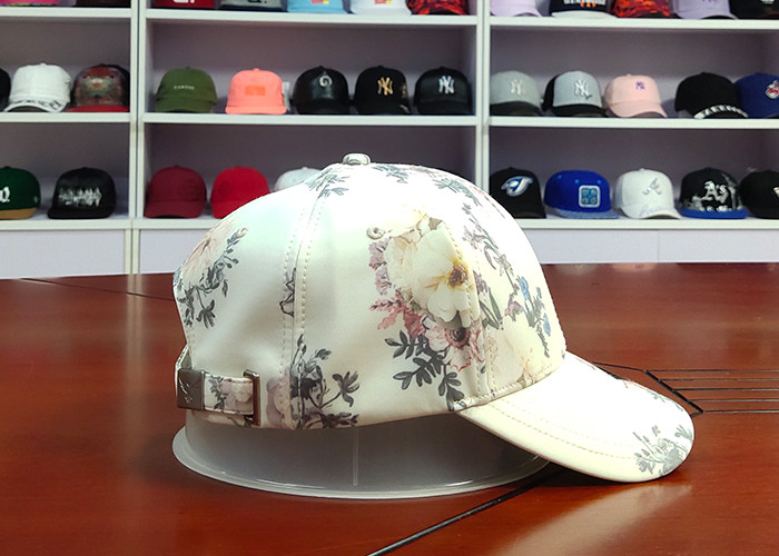 Cheap Customized Colors Chinese Style ACE Flower Printed Logo 6panel metal patch Baseball Sport Caps Hats wholesale