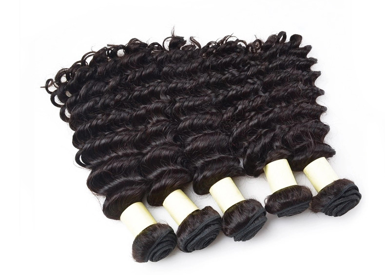 China Deep Wave Remy Human Hair Extensions , Natural Color Virgin Mongolian Curly Hair on sale