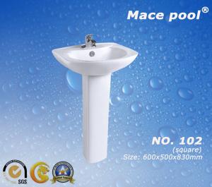 China Sanitary Ware Ceramic Pedestal Basin Hand Wash Basin for Bathroom  (102) on sale