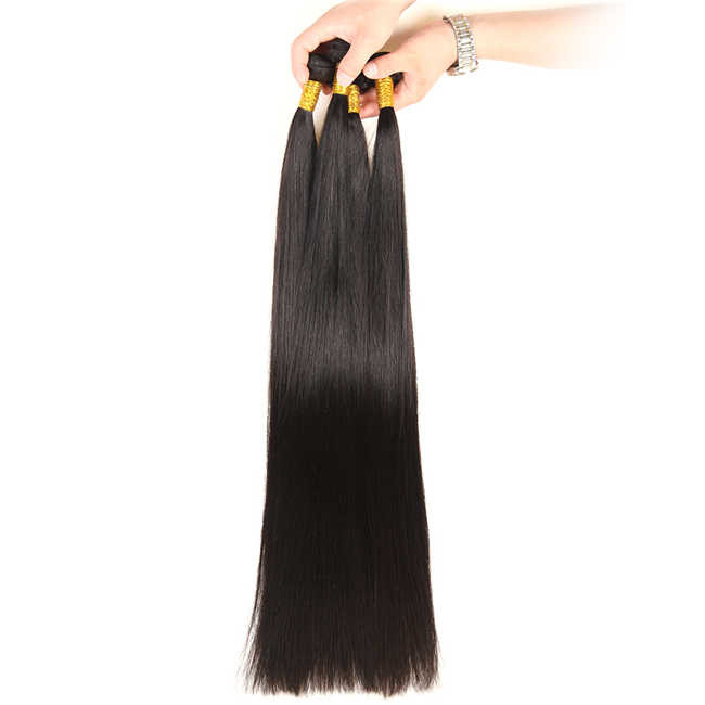 Cheap 32-40 Inch Virgin Brazilian Straight Hair Bundles No Tangle Natural Black Color wholesale