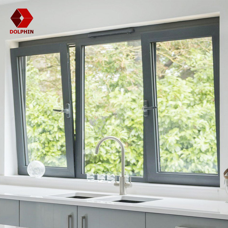 Panoramic Thermally Broken Glazed Casement Aluminum Tilt And Turn Windows With Screen for sale
