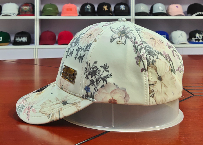Cheap Customized Colors Chinese Style ACE Flower Printed Logo 6panel metal patch Baseball Sport Caps Hats wholesale