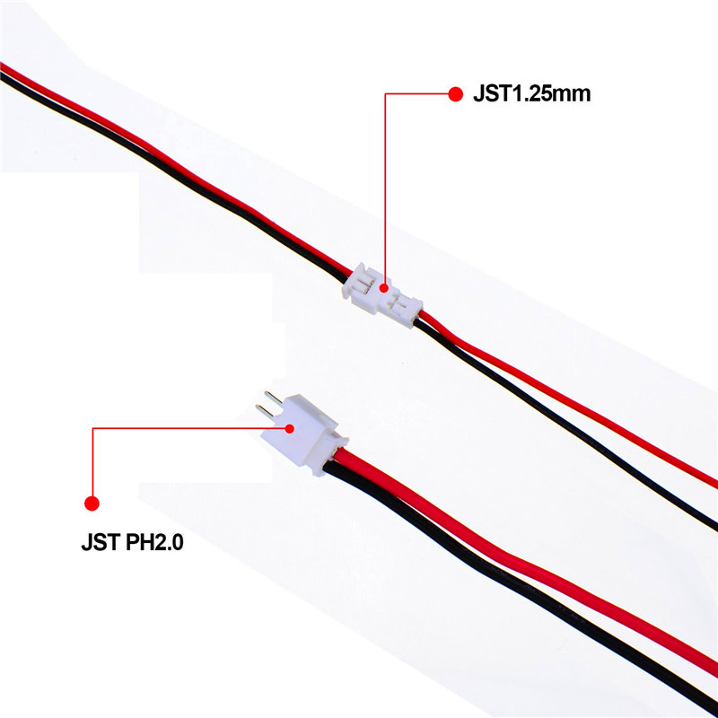 China Ph2.0 Micro 2 Pin 24AWG Silicone Cable Male Female 100mm 150mm for sale
