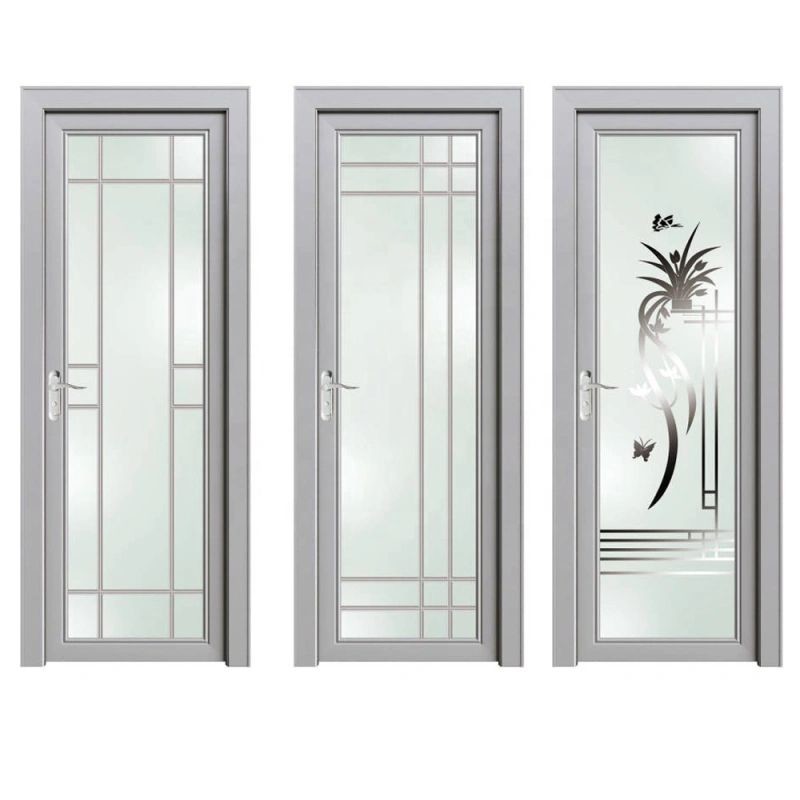 Cheap Sound Insulation Aluminum Bathroom Doors Swing Tempered Glass Door wholesale