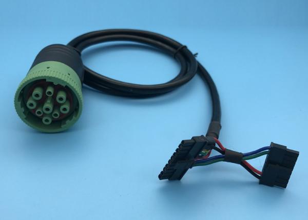 Quality Green Deutsch 9 Pin J1939 Female to Molex 10 Pin Female and 8 Pin Female Cable for sale