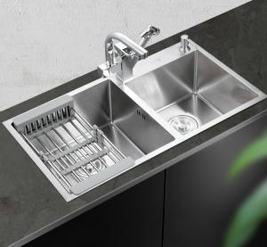 China Double Trough Vegetable Washing Basin 304 Stainless Steel Wash Basin For Kitchen on sale