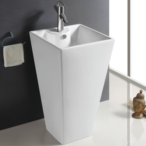 China Fixing to Wall with Back Bathroom Sanitary Ware Ceramic Standing Pedestal Sinks Wash Basin on sale