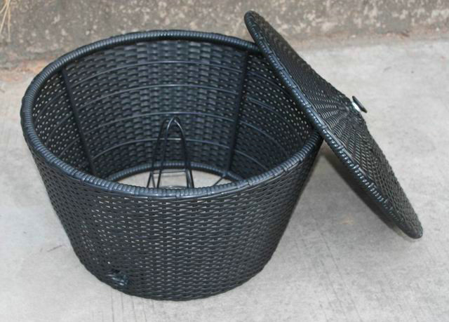 China Hand-Woven Plastic Resin Wicker Storage Box For Home Outdoor Garden on sale