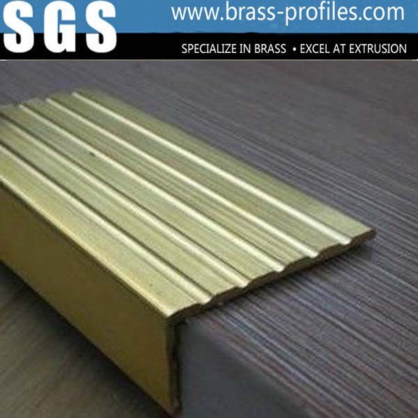China Safety Curved brass Tile Edging Copper Anti-slip Stair Nosings on sale