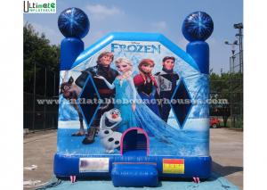 Commercial Grade Kids Frozen Inflatable Bounce Houses With Obstacles For Parties