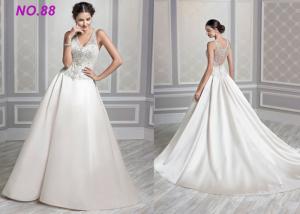 China Ivory Organza V Neck Ball Gown Wedding Dress , Formal Ball Gown Prom Dresses on sale