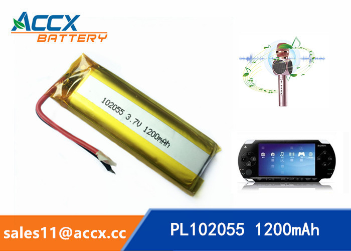 China 102055 3.7v lithium polymer battery with 1200mAh battery for bluetooth karaoke microphone, game machine on sale