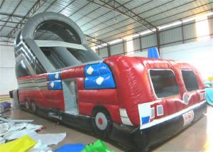 Cheap Closed inflatable bus standard slide hot fire truck inflatable dry slide fire fighting truck inflatable slide wholesale