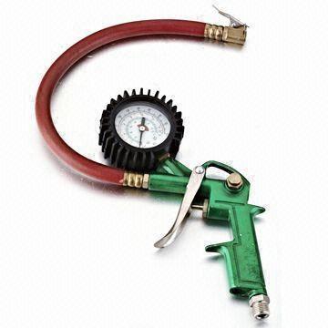 Cheap Tire Pressure Gauge, Made of Metal, Extension Rubber Hose wholesale