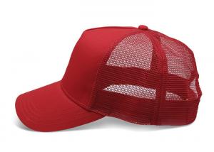 Cheap 5 panels Trucker Cap Red Customizable With Adjustable For Unisex wholesale